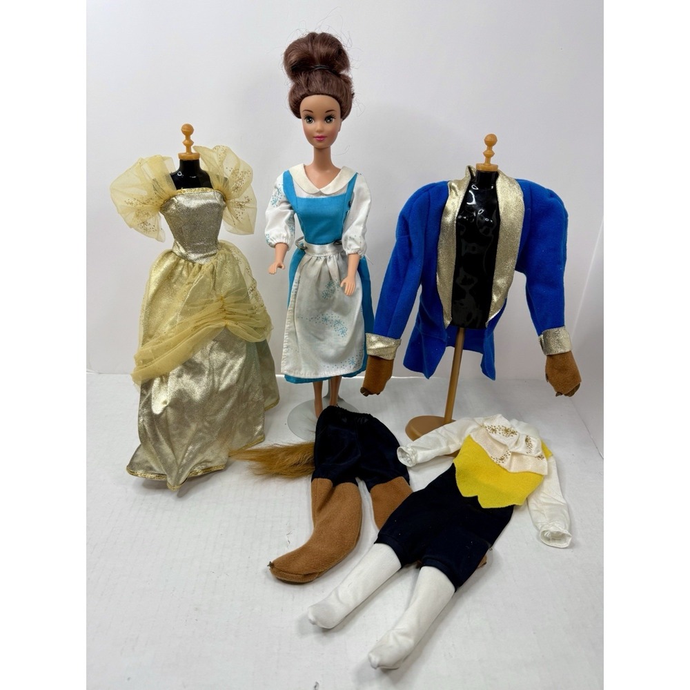 VTG‎ 1991 Disney Mattel Beauty and the Beast Belle Doll And Clothing Lot